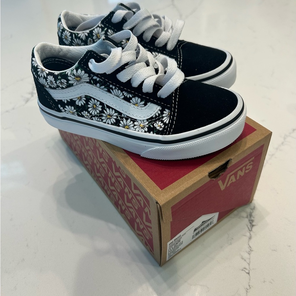 Vans Kids Black and White Daisy Sneakers